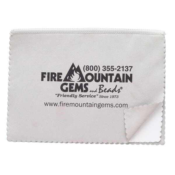 Polishing cloth, Fire Mountain Gems and Beads®, microfiber, grey and white, 8x6-inch rectangle. Sold individually. image number 0