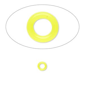 Component, Oh! Ring™, silicone, neon yellow, 5mm round with 2.5mm hole. Sold per pkg of 500.
