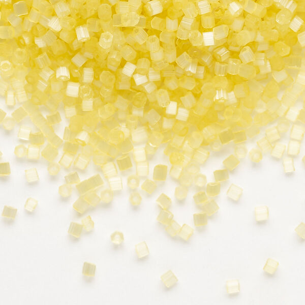 Seed bead, Preciosa Ornela Czech glass, pkg/500g, #11 2-cut hex, translucent solgel dyed satin yellow, (05181). image number 0