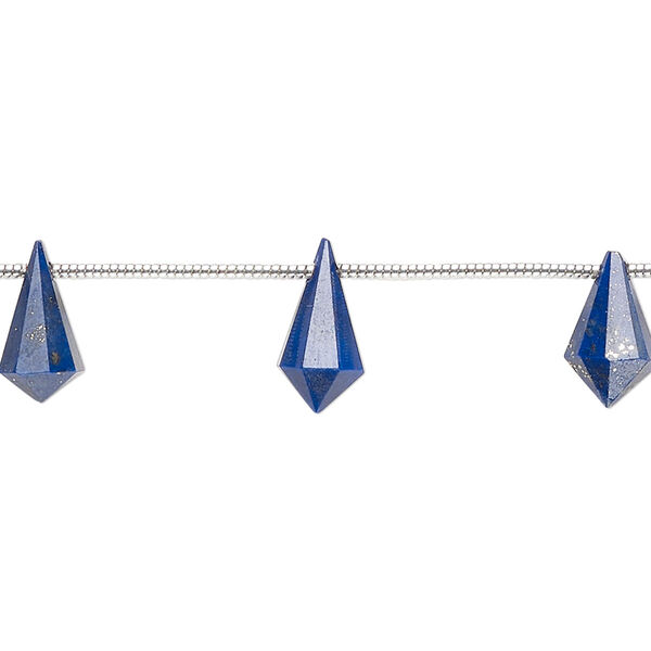 Lapis lazuli 1pkg10, hand-cut top-drilled faceted point bead natural 10x5mm-12x6mm image number 0