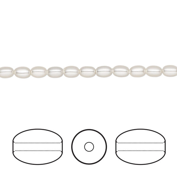 Pearl 500pk white, Swarovski® 4x3mm rice 5824 image number 0
