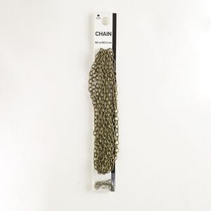 Chain assortment, antique brass-finished steel, 4.46-4.50mm oval rolo, 80 inches with findings. Sold per 7-piece assortment.