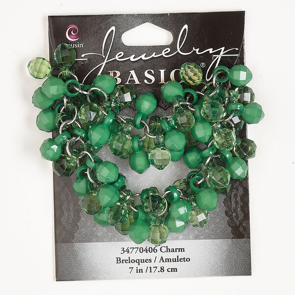Chain, silver-finished steel, multi-green, 20mm with 13x8mm-14x8mm faceted rounds. Sold per 7 inches. image number 0