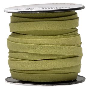 Cord, faux suede, lime green, 10mm flat. Sold per pkg of 3 yards.