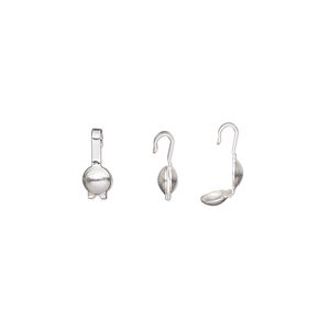 Bead tip, sterling silver-filled, 9.5x4mm bottom clamp-on with 0.024-inch inside diameter. Sold per pkg of 10.