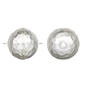 Bead, Hill Tribes, sterling silver, 16mm light hammered round. Sold individually.