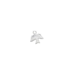 Charm, sterling silver, 8x6mm smooth flying bird. Sold per pkg of 20.