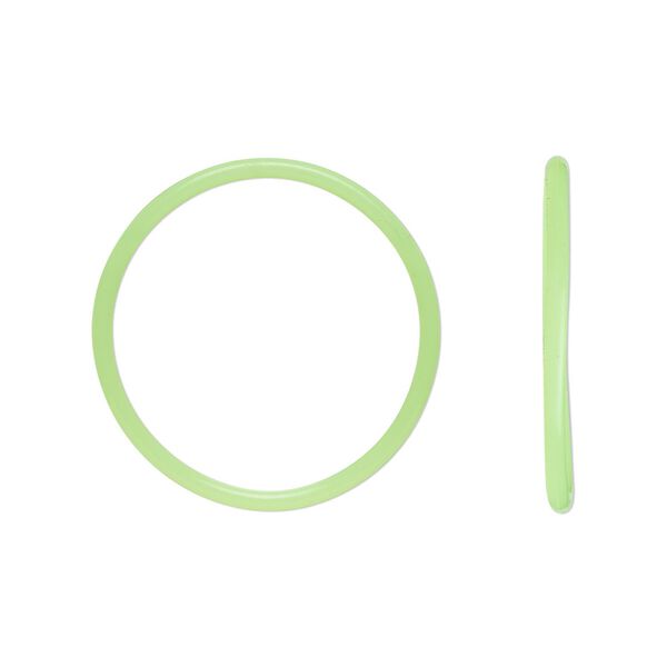 Component, Oh! Ring™, silicone, neon green, 25mm round with 22mm hole. Sold per pkg of 50. image number 0