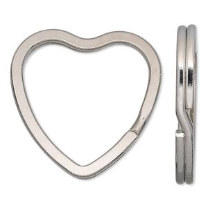 Split ring, nickel-finished steel, 32x31mm flat heart. Sold per pkg of 10.