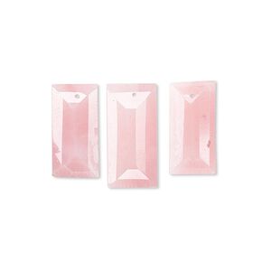 Pink opal 1pkg3, hand-cut top-drilled faceted baguette drop natural 14x7mm-19x10mm / 16x8mm-21x10mm