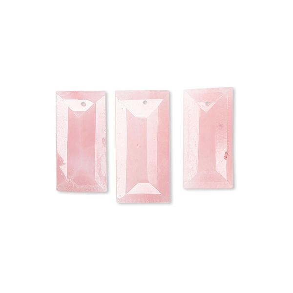 Pink opal 1pkg3, hand-cut top-drilled faceted baguette drop natural 14x7mm-19x10mm / 16x8mm-21x10mm image number 0