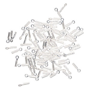 Cord end crimp 1pkg100 silver-plated, 4x1mm tube / approx 0.5mm inside diameter, brass