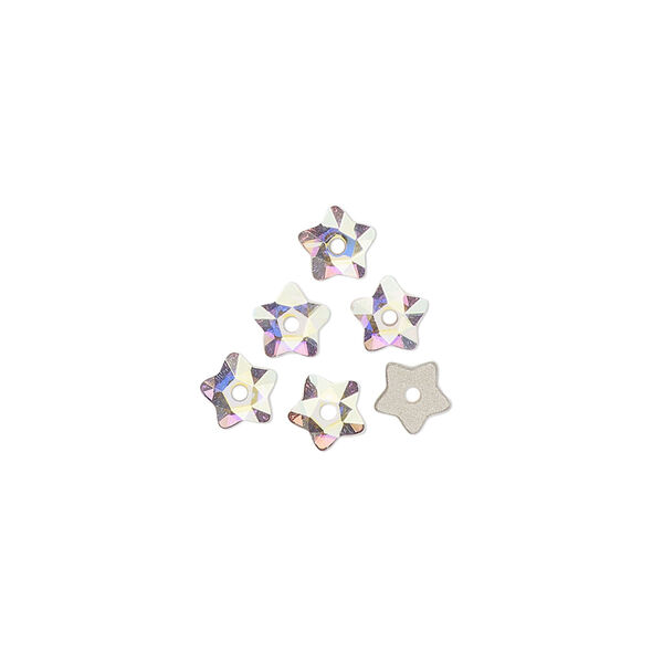 Bead 6pk crystal AB foil back, Crystal Passions® 5mm star flower 3754 image number 0