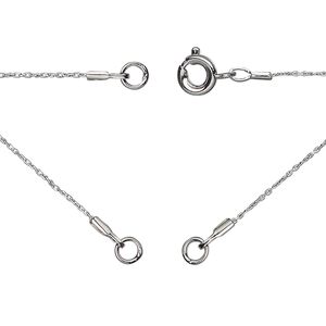Chain 1pkg1 silver-plated cable, 0.7mm twisted necklace component / 3.5mm jump ring / springring clasp, brass 18 inch