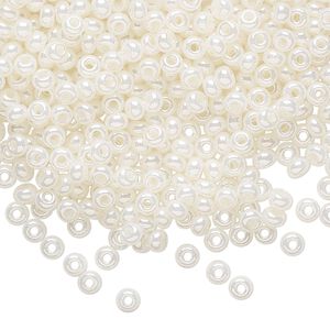 Seed bead, Preciosa Ornela Czech glass, pkg/500g, #8 rocaille, opaque pearl luster white, (47102).