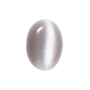 Cabochon, cat's eye glass (fiber optic glass), grey, 25x18mm calibrated oval, quality grade. Sold per pkg of 4.