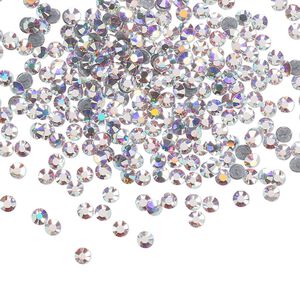 Flat back, Dance With Me™ crystal hotfix rhinestone, crystal AB, foil back, 2.3-2.5mm rose, SS8. Sold per pkg of 1,440 (10 gross).