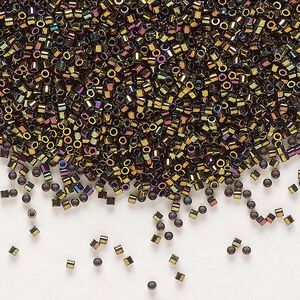 Seed bead, Delica®, glass, pkg/250g, #15 round, opaque metallic iris bronze (DBS-0023).
