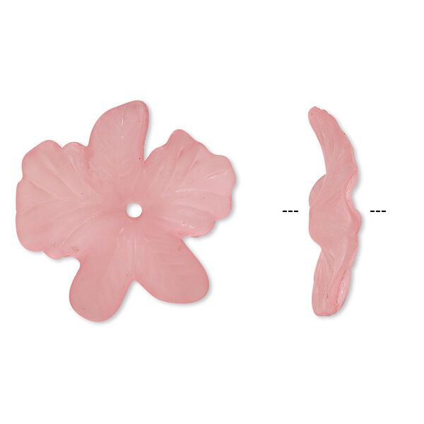 Component, acrylic, frosted pink, 23x5mm flower. Sold per pkg of 100. image number 0
