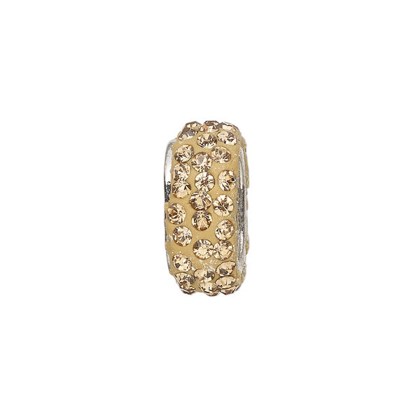 Bead 1pkg1 silver-finished "pewter", 19x8mm oval rondelle, glass brown & topaz / epoxy image number 0