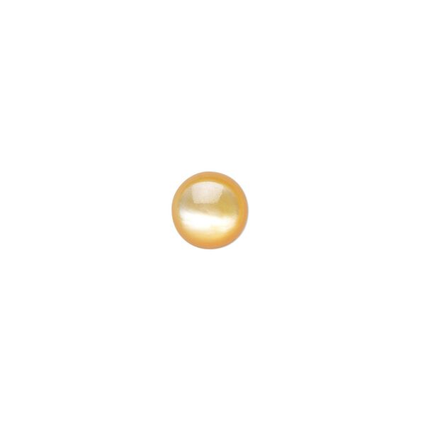 Cabochon, gold lip shell (natural), 8mm calibrated round, Mohs hardness 3-1/2. Sold per pkg of 4. image number 0