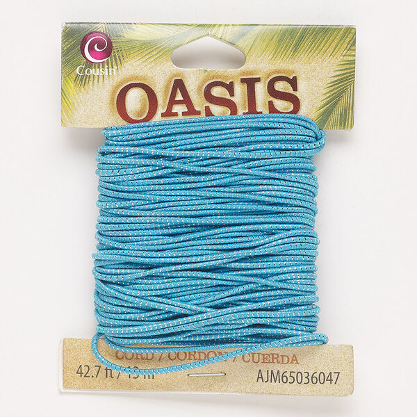 Cord, elastic, blue and silver, 1mm round. Sold per 13-meter pkg. image number 0