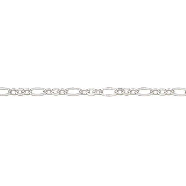 Chain, silver-plated brass, 2.5mm figaro. Sold per pkg of 5 feet. image number 0