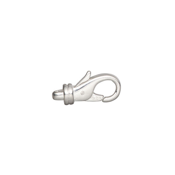 Clasp, lobster claw, sterling silver, 15x8mm, Sold Individually. image number 0