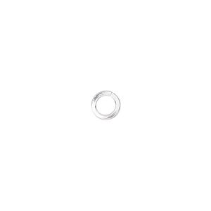 Jump ring, silver-plated brass, 6mm round square wire, 4mm inside diameter, 18 gauge. Sold per pkg of 50.