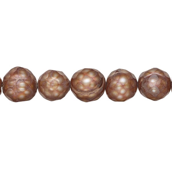 Freshwater pearl 1pkg1, faceted semi-round, 15.5-16 inch copper 9-11mm cultured image number 0