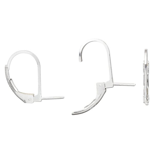 Ear wire leverback 1pkg2, sterling silver 16mm / 6mm peg, 1 pair image number 0