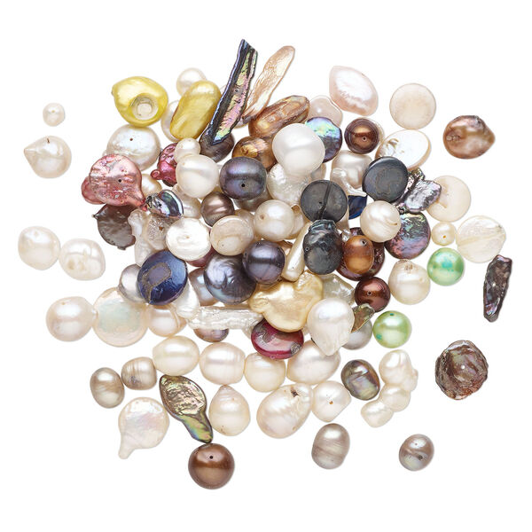 Freshwater pearl 1pkg4oz, mixed shapes mix, mixed colors 4mm-24x16mm cultured image number 1