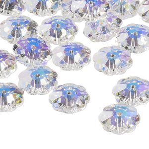Bead 144pk crystal AB, Preciosa Czech crystal 12x4mm loch flower