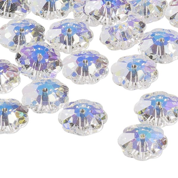 Bead 144pk crystal AB, Preciosa Czech crystal 12x4mm loch flower image number 0