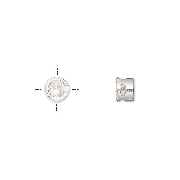 Spacer, silver-finished "pewter" (zinc-based alloy), 6x4mm cross-drilled round with SS19 chaton setting. Sold per pkg of 6. image number 0
