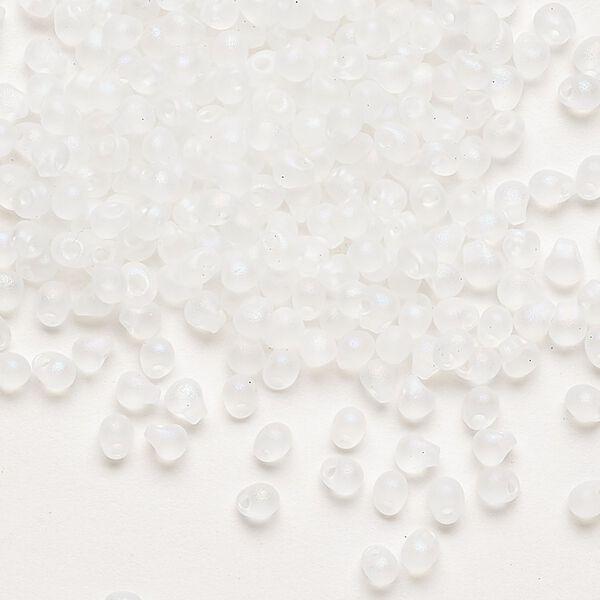 Seed bead, Miyuki, glass, pkg/10g, 3.3x2.8mm mini fringe, translucent matte rainbow clear (DP-131FR). image number 0