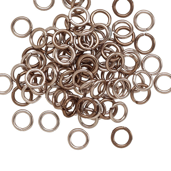 Jump ring, anodized aluminum, bronze, 5.5mm round, 3.5mm inside diameter, 18 gauge. Sold per pkg of 100. image number 0