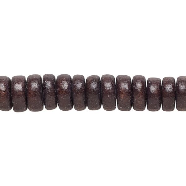 Bead 1pkg1, Taiwanese cheesewood (dyed / waxed), chocolate brown, 8x4mm rondelle, 15-1/2 to 16 inches. image number 0