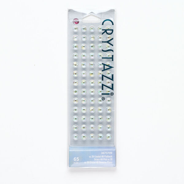 Flat back 1pkg65, glass, clear AB foil back, 4.60-4.80mm round, SS20. image number 0
