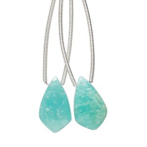 Amazonite 1pkg2, hand-cut top-drilled puffed kite bead natural 17x10mm