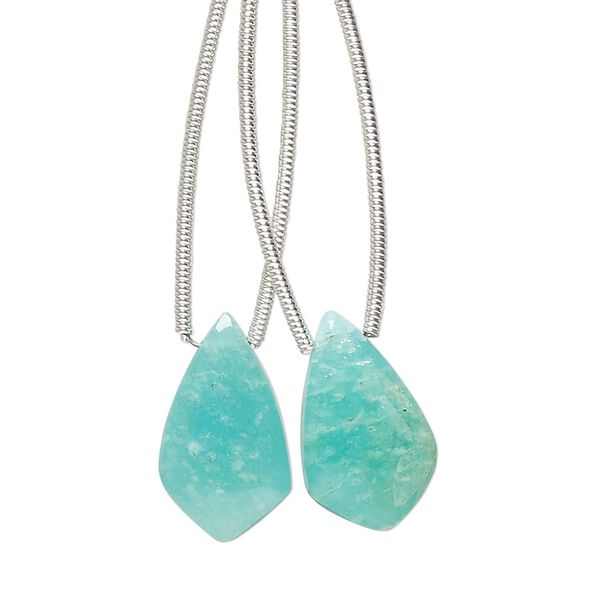 Amazonite 1pkg2, hand-cut top-drilled puffed kite bead natural 17x10mm image number 0