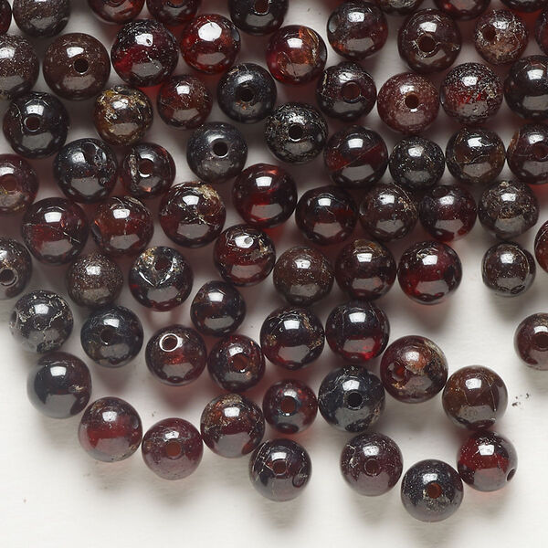 Bead 1pkg1 garnet, 4.5-5.5mm round C grade, 1 ounce dyed image number 0