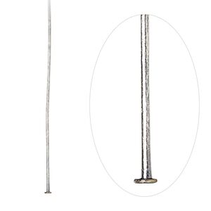 Head pin, antique silver-plated brass, 1-1/2 inch, 24 gauge. Sold per pkg of 100.
