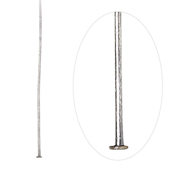 Head pin, antique silver-plated brass, 1-1/2 inch, 24 gauge. Sold per pkg of 100. image number 0