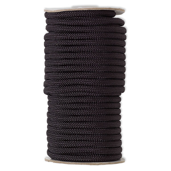 Cord, nylon, black, 6mm braided. Sold per 60-foot spool. image number 0