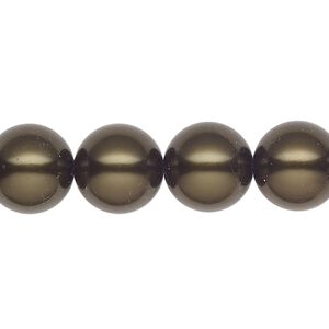 Pearl 30pk dark green, Preciosa Czech crystal 12mm round