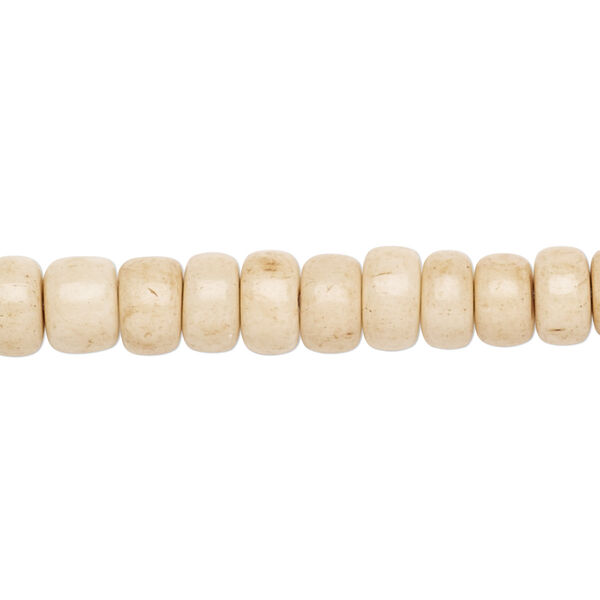 Bead, bone (dyed), antiqued brown and white, 7x4mm rondelle, Mohs hardness 2-1/2. Sold per 15-1/2" to 16" strand. image number 0
