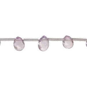 Amethyst 1pkg18, hand-cut top-drilled faceted puffed teardrop bead natural graduated 6x4mm-9x6mm