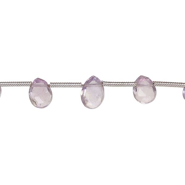 Amethyst 1pkg18, hand-cut top-drilled faceted puffed teardrop bead natural graduated 6x4mm-9x6mm image number 0