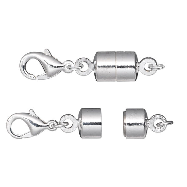 Clasp converter, magnetic, Magna Clasp™, silver-plated brass, 28x7mm. Sold per pkg of 12. image number 0
